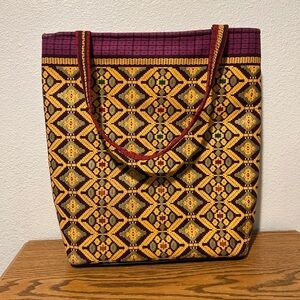 Purple and Yellow Geometric Tote Bag